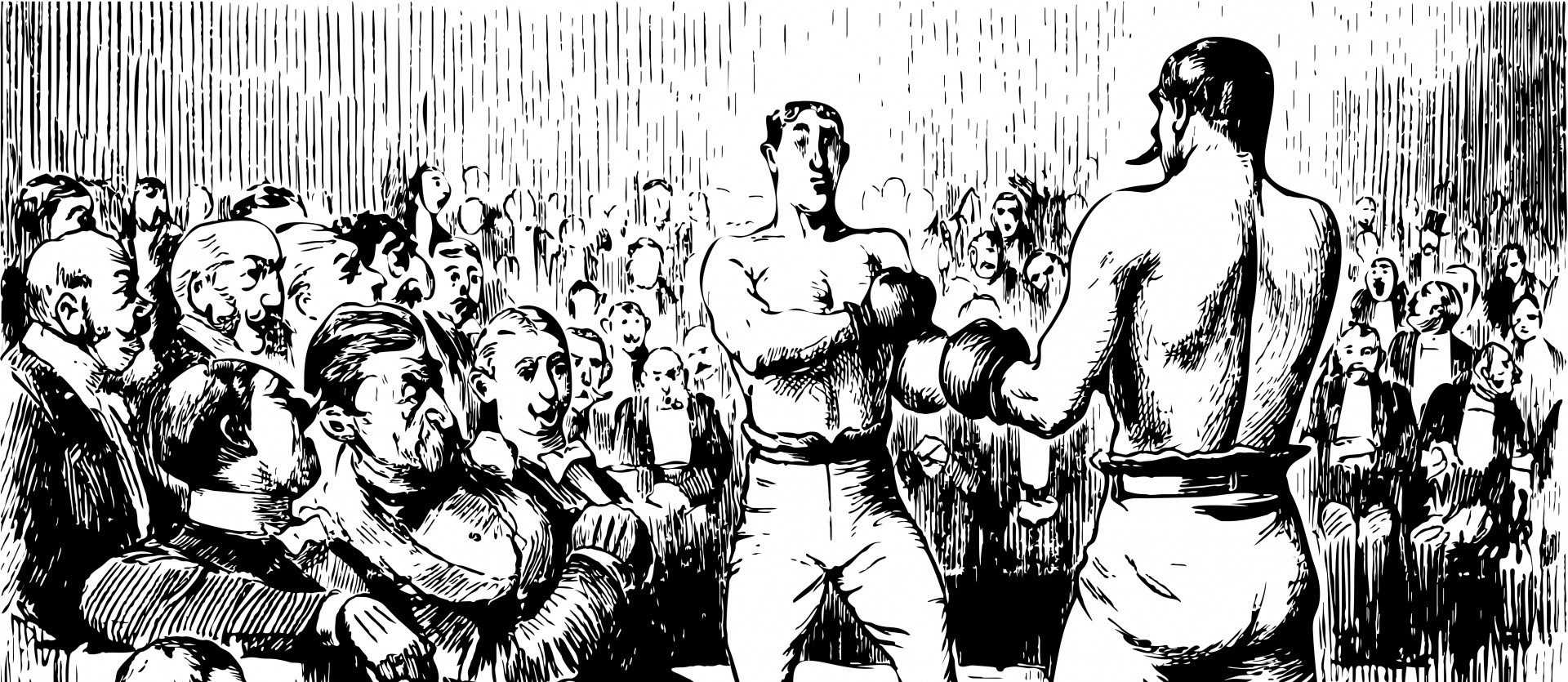 old timey boxing drawing